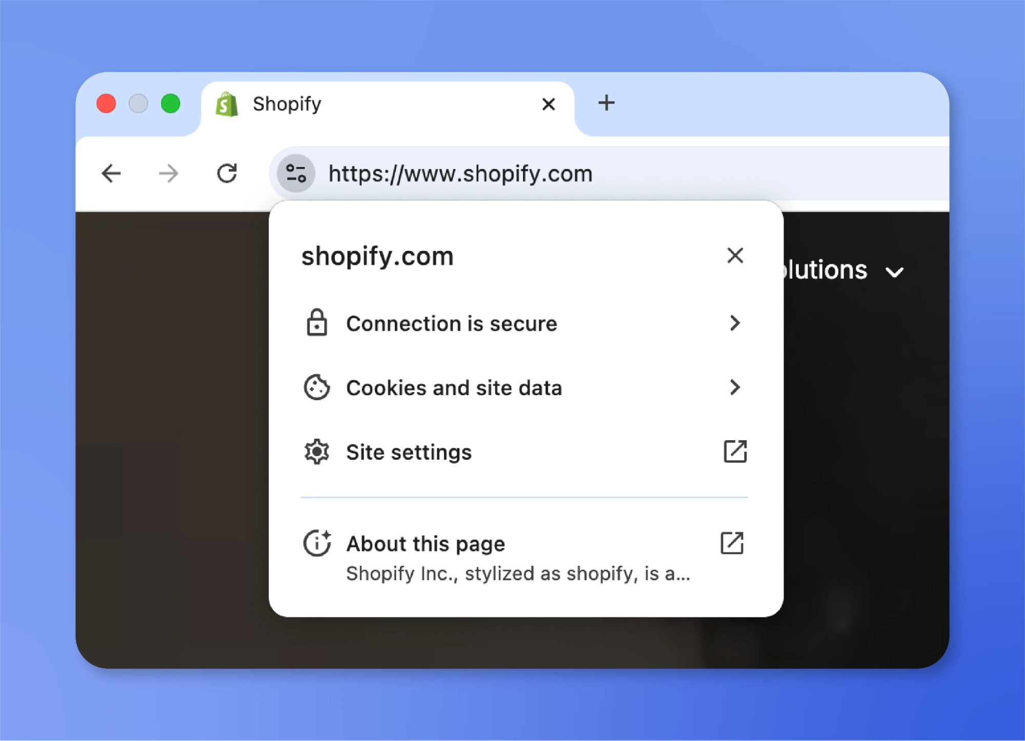 Browser https padlock indicating secure Shopify SSL